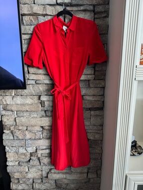 Sezane Lexia Dress Red silk 34